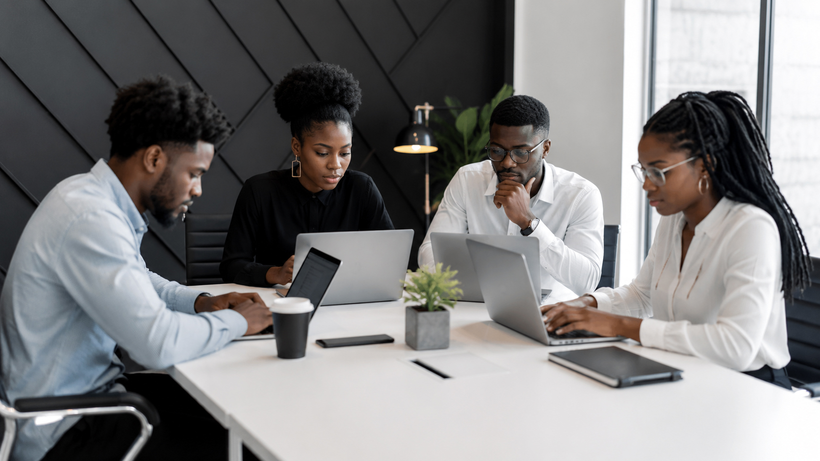 Team members connecting and collaborating